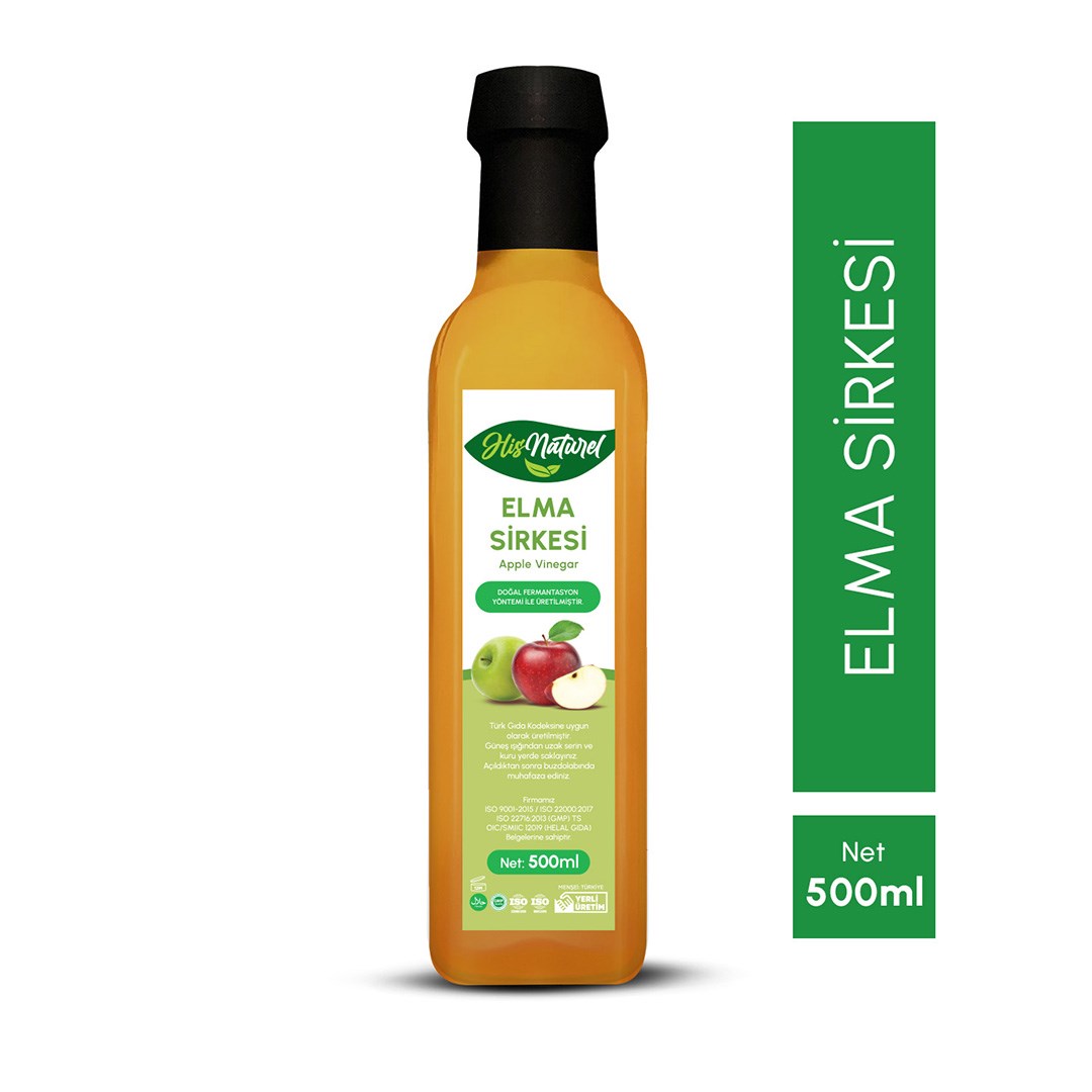 His Naturel Organik Yıllanmış Elma Sirkesi Doğal Fermantasyon 500 ml.