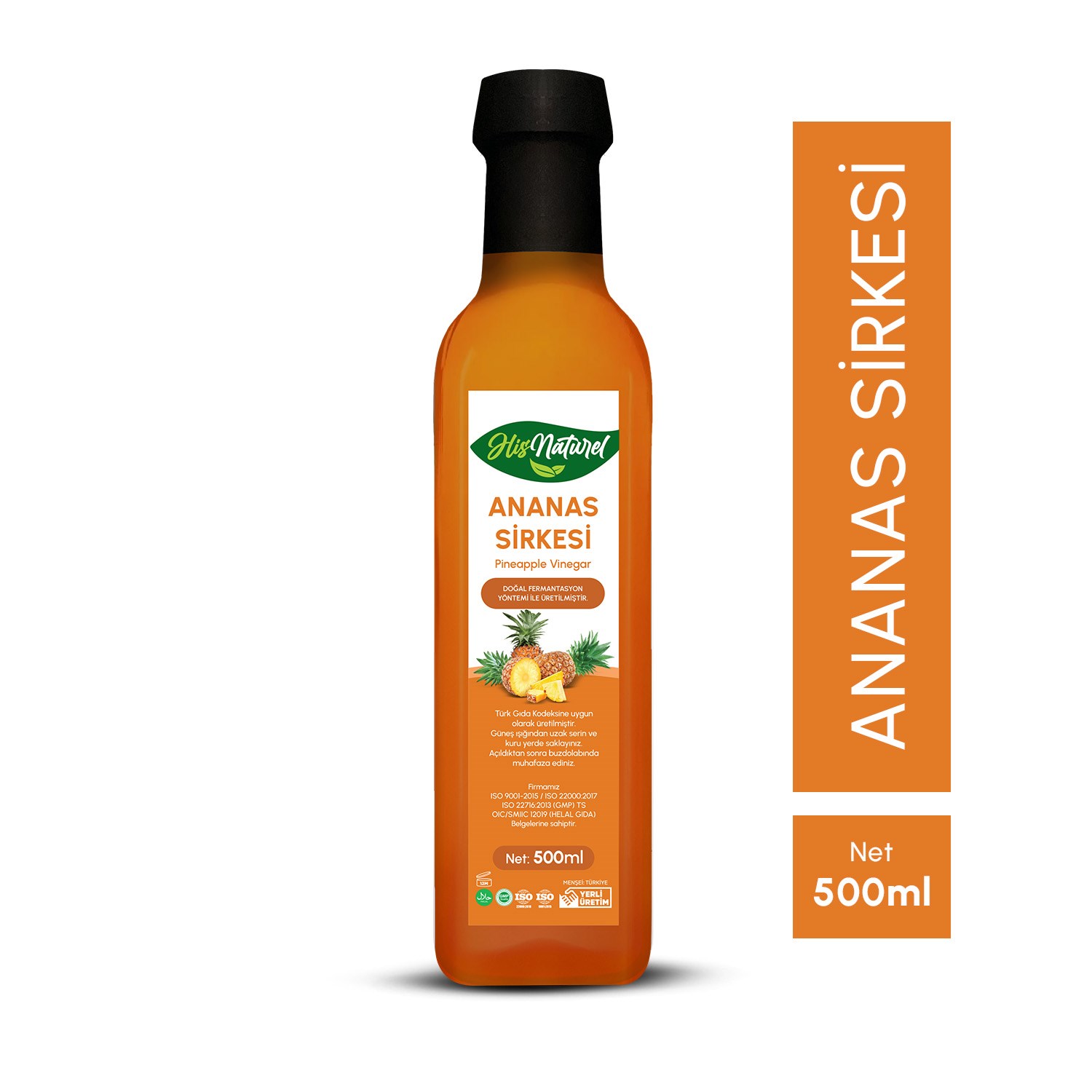 Organik Yıllanmış Ananas Sirkesi Doğal Fermantasyon 500 ml.