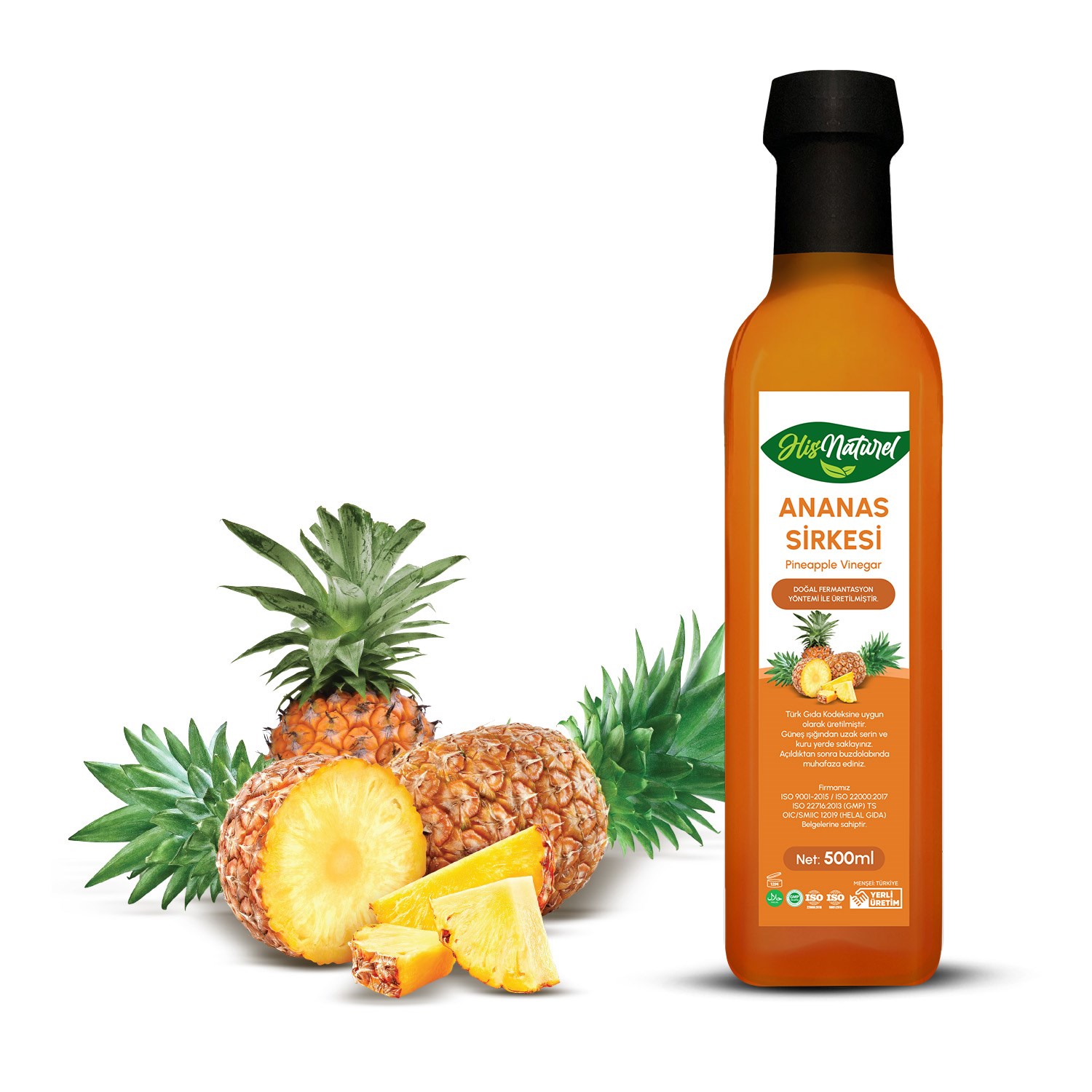 Organik Yıllanmış Ananas Sirkesi Doğal Fermantasyon 500 ml. 